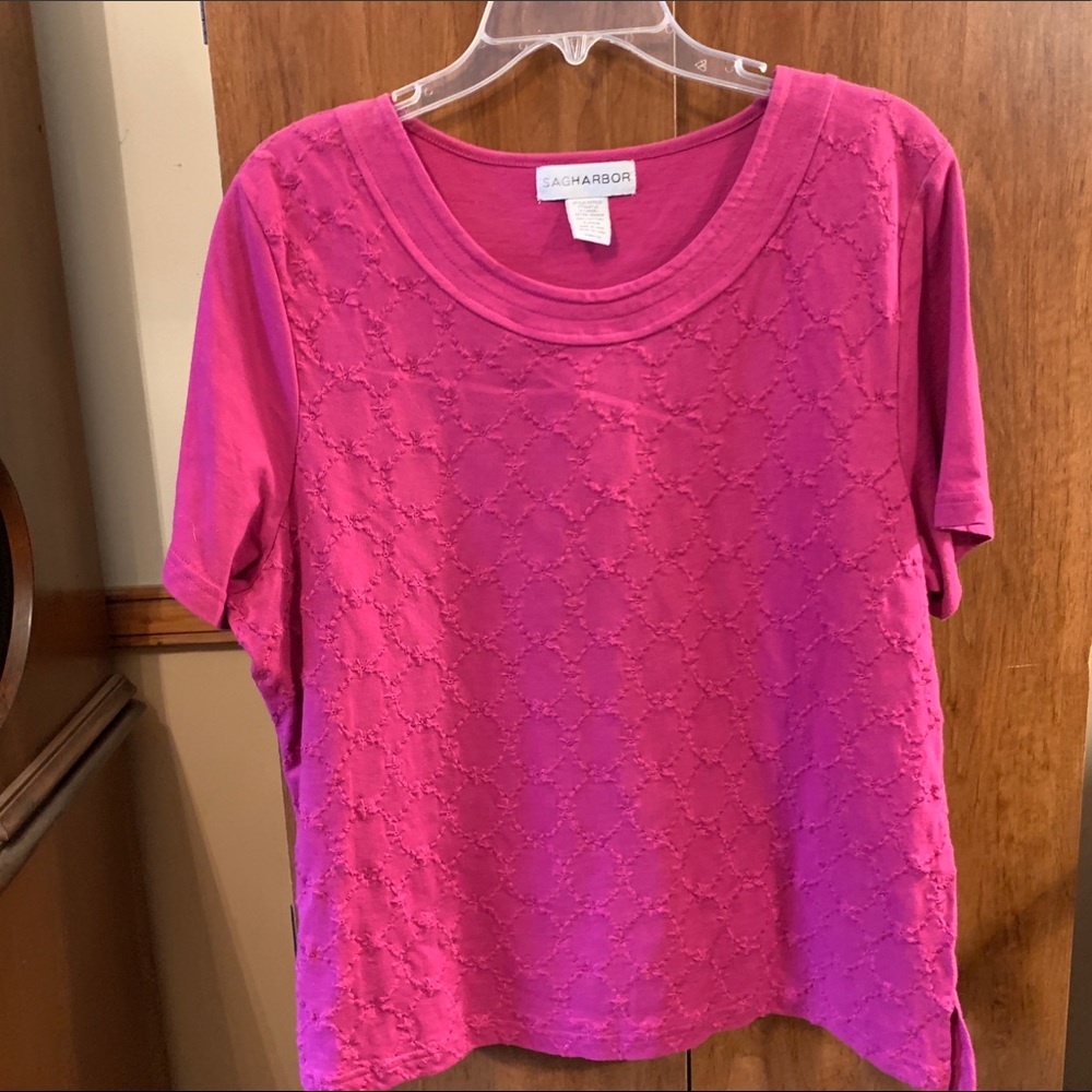 Sag Harbor short sleeved fancy pink shirt